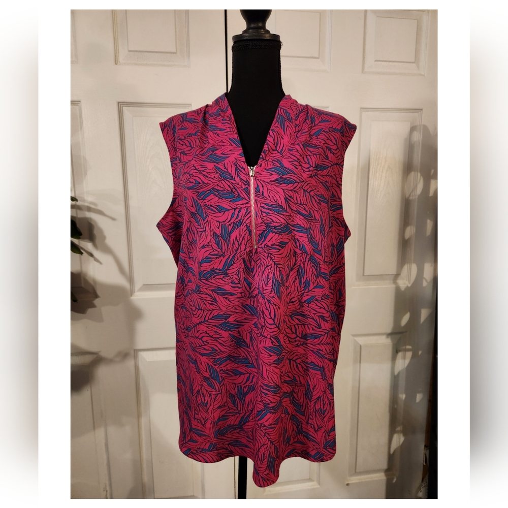 Jaclyn Smith Collection Women’s Sleeveless Top 2XL Magenta 1/4 Zip Maximalism - Picture 10 of 10
